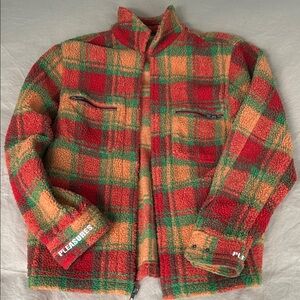 Pleasures Men's Red and Green Plaid Jacket